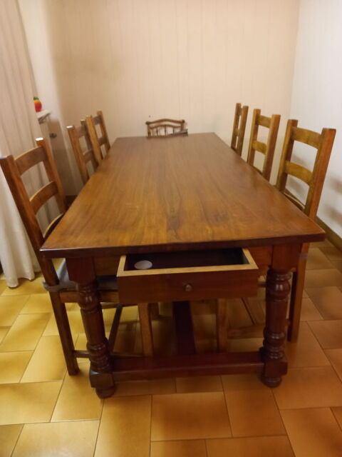 Table de salle  manger avec 6 plus canap en cuir avec 1 fa 0 chirolles (38)