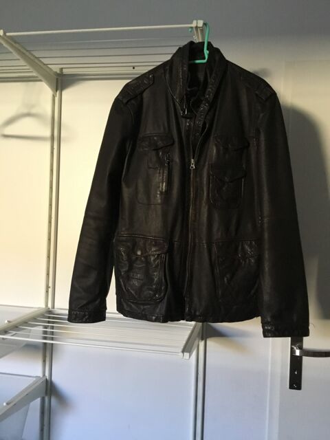 Veste en cuir noir homme multipoches 20 Méreau (18)