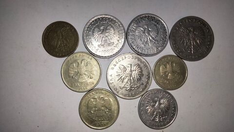 lot de 9 pièces de monnaie tous différents Pologne et Russie 2 Créhange (57)