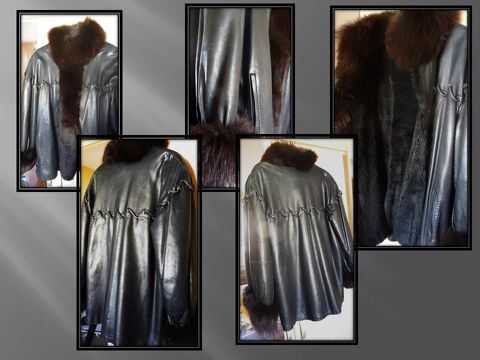 Trois quart manteau femme fourrure et cuir 170 Nice (06)