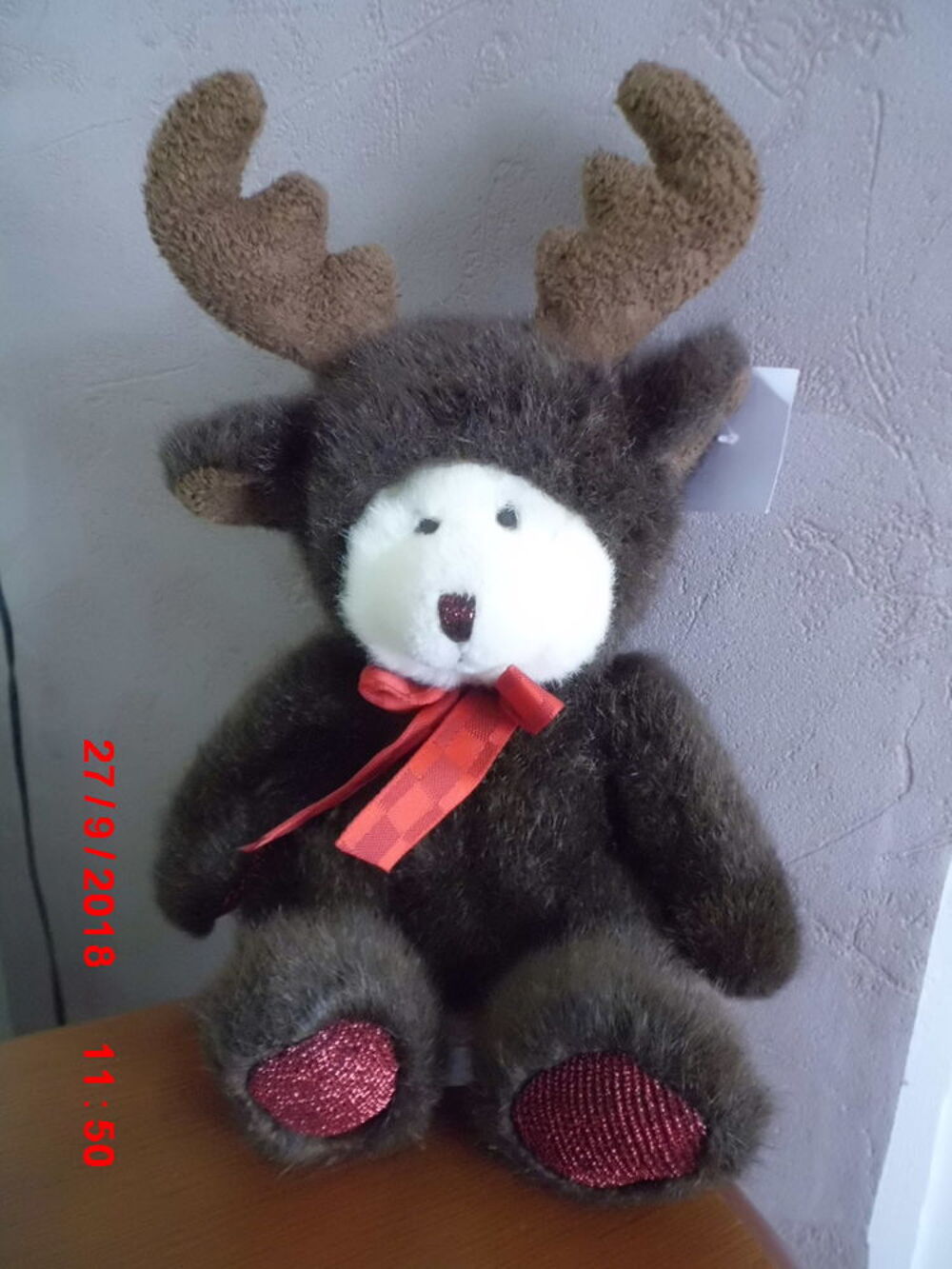 OURS ECRU DEGUISE EN RENNE RUSS BERRIE Jeux / jouets