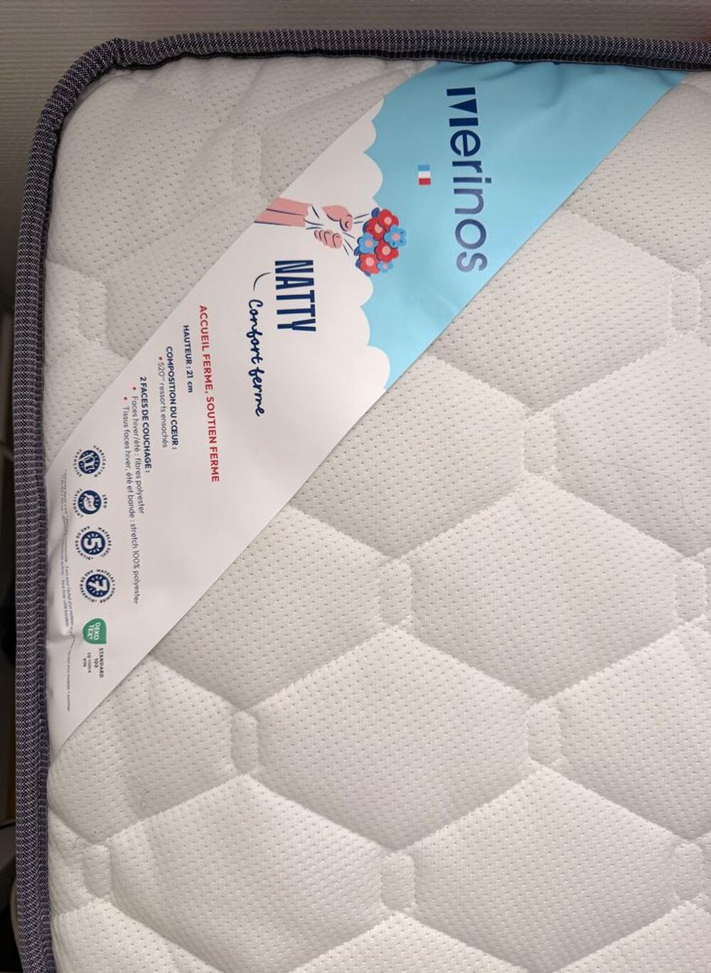 Matelas ressorts ensach&eacute;s 21 cm Natty M&Eacute;RINOS NEUF Meubles