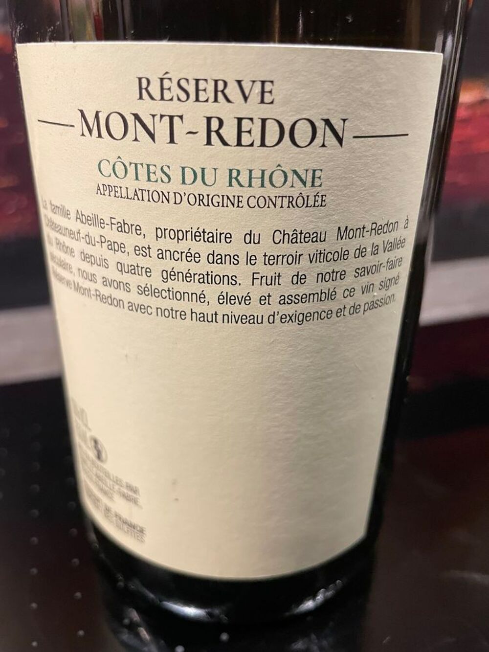 1 Bt Cote du Rhone Chateau MONT-REDON Reserve 2021 Blanc Cuisine