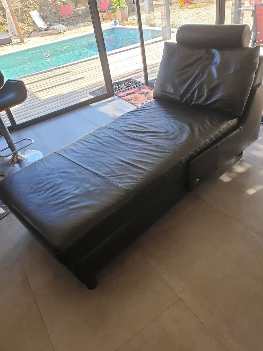 M&eacute;ridienne Stressless cuir pleine fleur noir Meubles