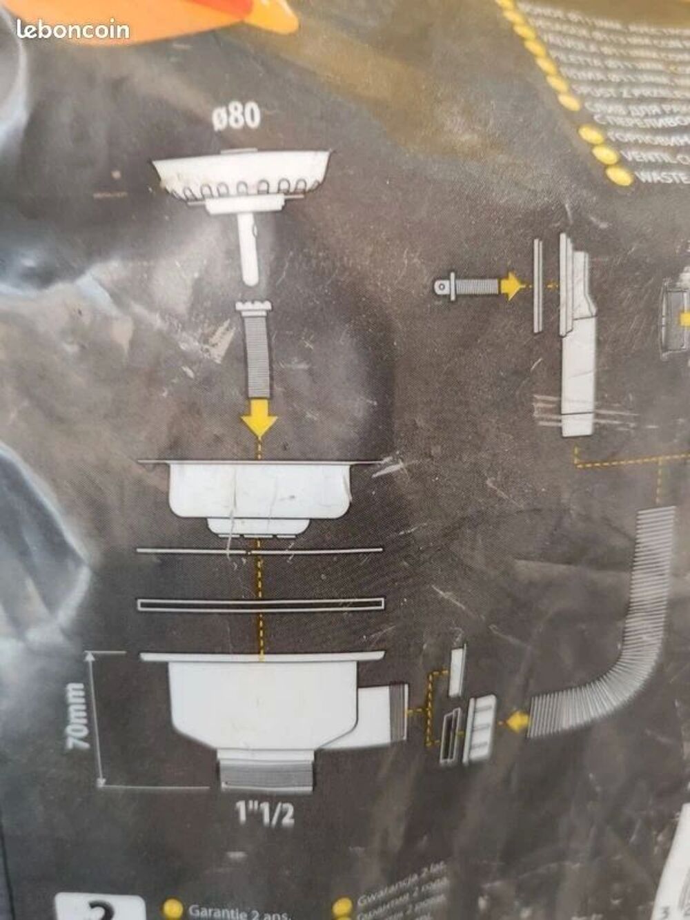 Ensemble de 2 Bondes &eacute;vier &agrave; panier avec un trop plein Neuf Bricolage