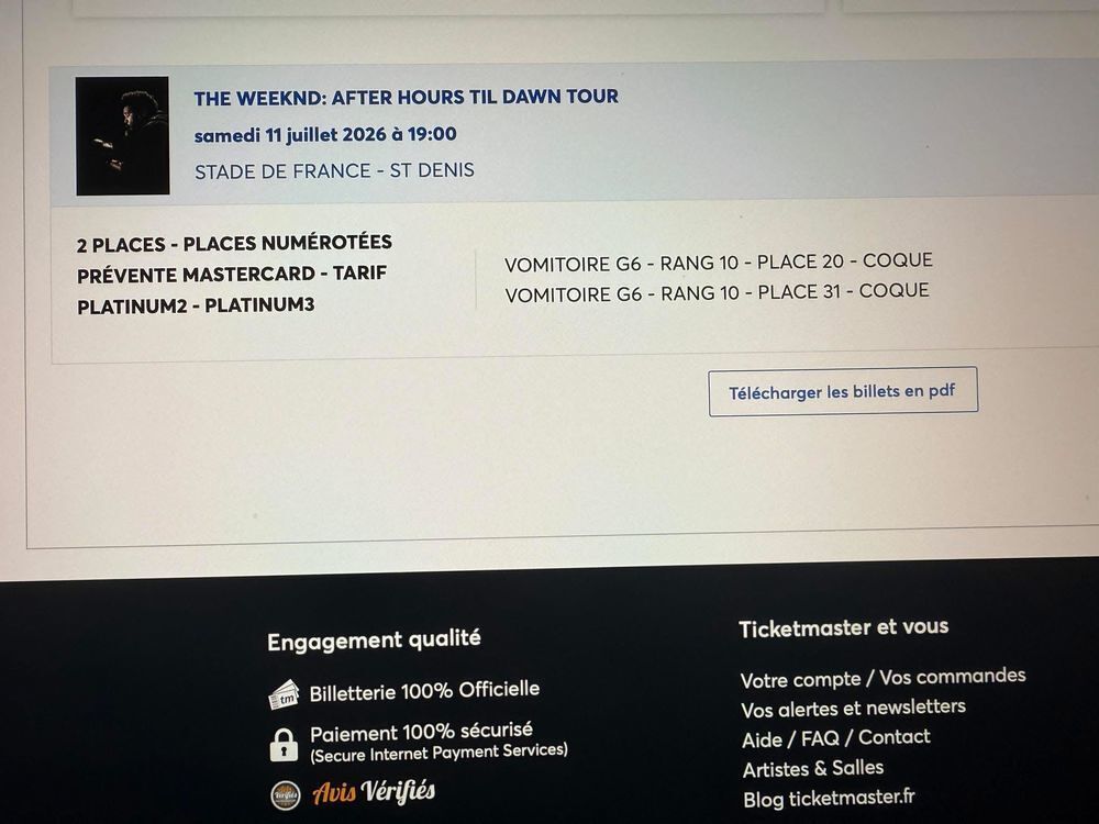 concert the weeknd 2026 Billetterie