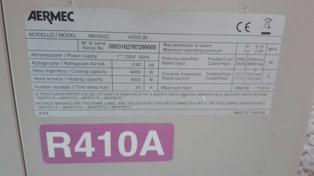 Pompe &agrave; chaleur 9KW Air/Air Aermec "Inverter" Bricolage