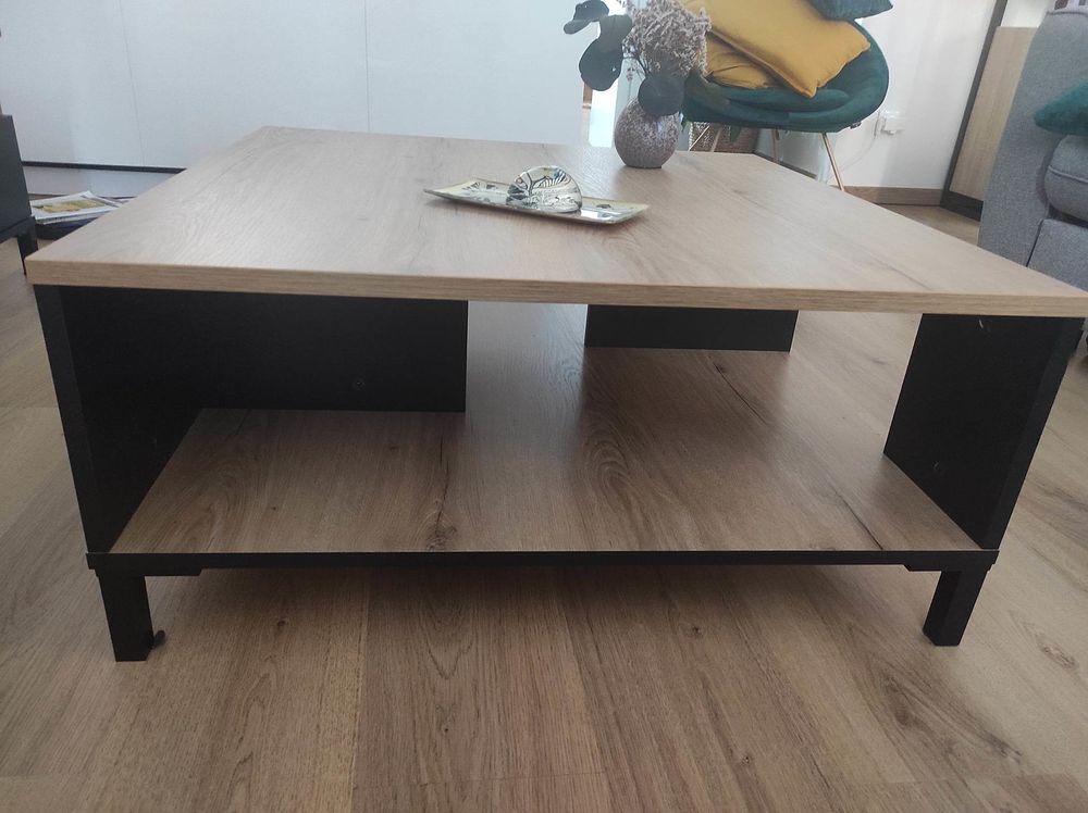 Table basse ch&ecirc;ne et noir Meubles