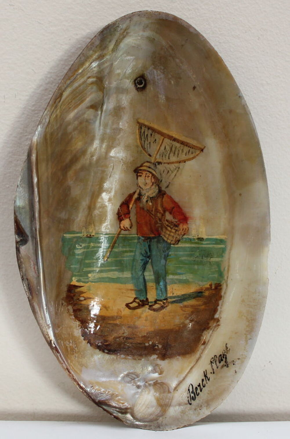 Souvenir du bord de mer p&eacute;cheur coquillage ancien 
BERCQ 