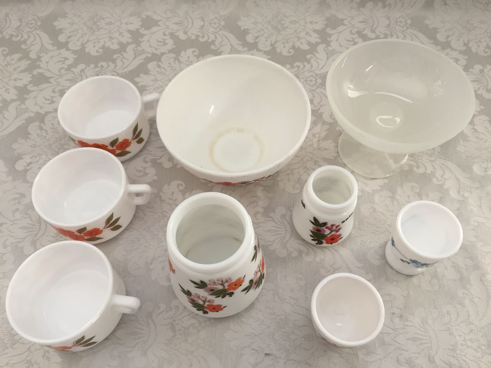 ART DE LA TABLE VINTAGE 1970 OPALINE ARCOPAL FRANCE LOT Cuisine