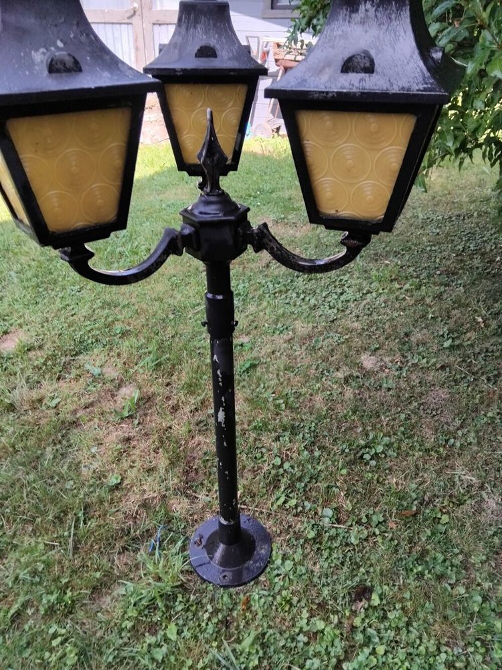 Lampe de jardin vintage &agrave; trois lanternes Décoration
