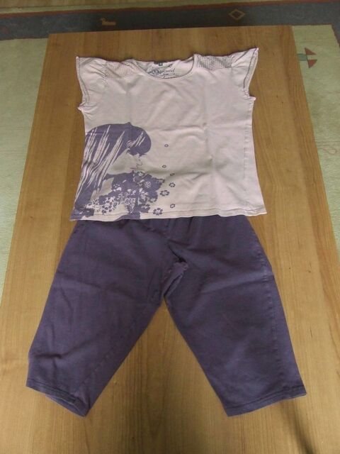 Pyjama 2 pices, haut sans manches et corsaire Rose et viole 2 Bagnolet (93)