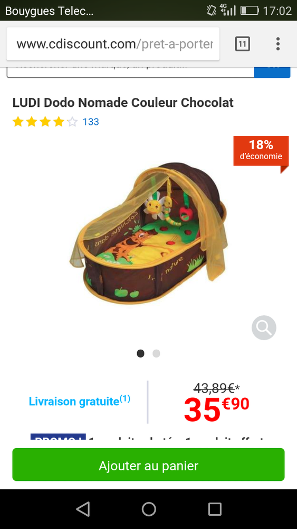 Lit b&eacute;b&eacute; nomade Puériculture
