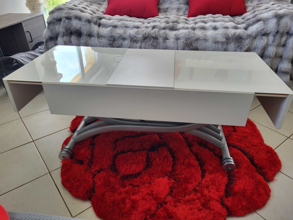 TABLE RELEVABLE ET EXTENSIBLE BLANCHE ETAT NEUF Meubles