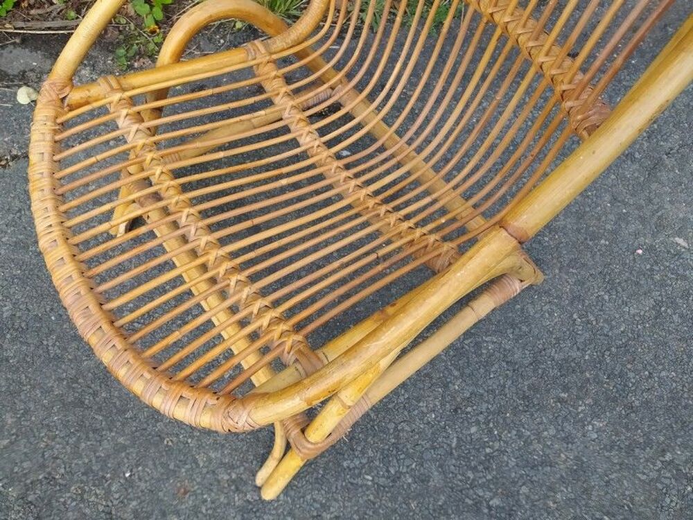Fauteuil Adulte Rotin Osier Vintage 
