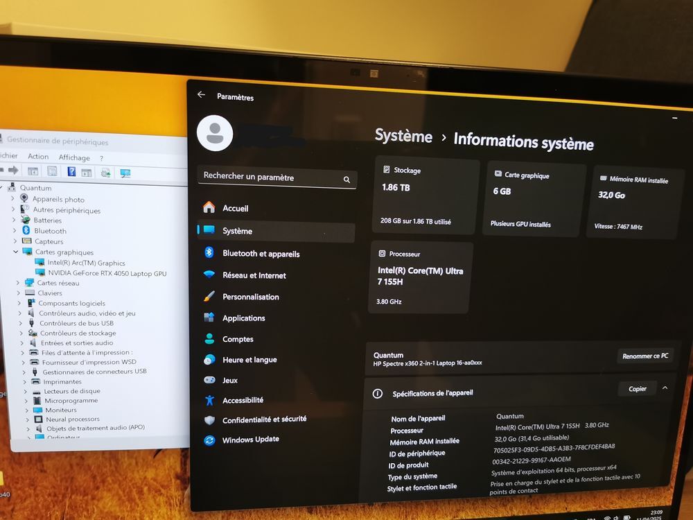Hp spectre x360 16-aa0003nf Matériel informatique