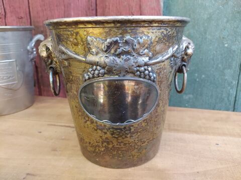 Ancien Seau  Champagne Mtal Argent Prises Ttes de Bouc 1 Loches (37)