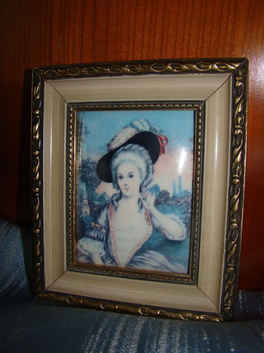 Petit tableau &eacute;maill&eacute; HELCA portrait de jeune femme du XVIII Décoration
