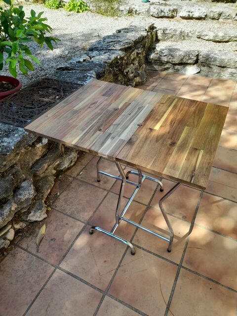 1 table pliante chrome & acacia massif huil� 110 Le Thor (84)