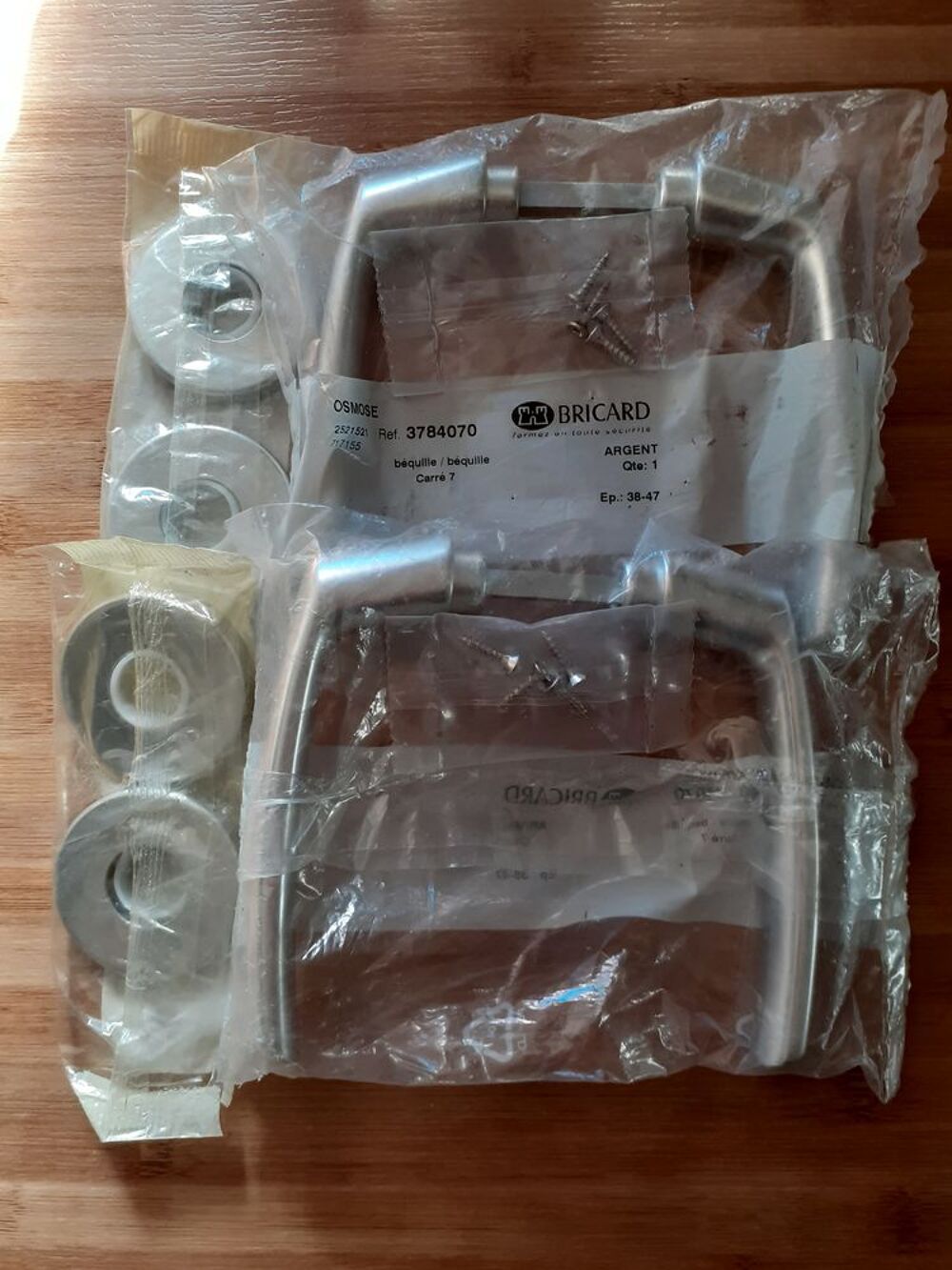 2 Paire de poign&eacute;es de porte argent BRICARD Bricolage