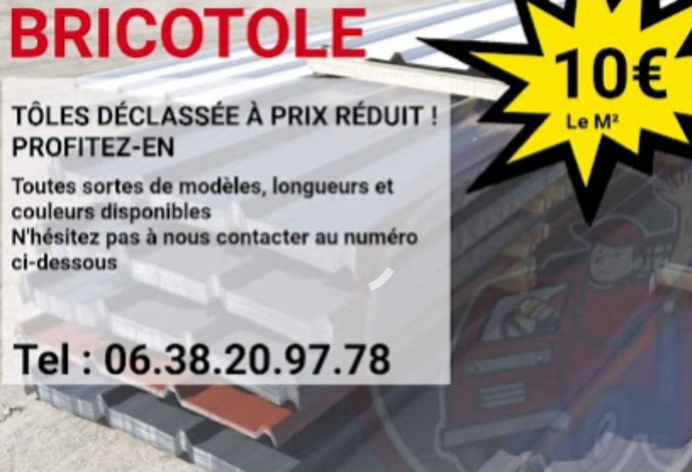 Toles Bac Acier Bardage ou toiture A 10 € le m2 &agrave; courlaou Bricolage