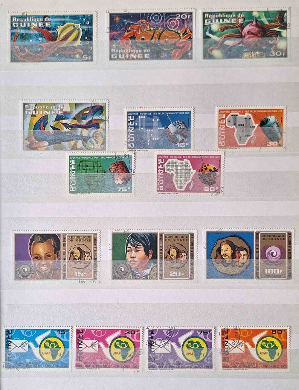 S&eacute;rie de timbres de collection de Guin&eacute;e 