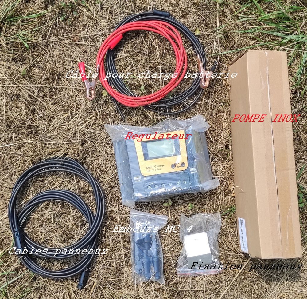 Kit Solaire complet avec pompe &agrave; eau, panneau solaire et r&eacute;g Jardin