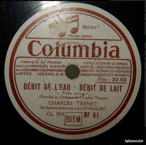 78t Charles TRENET : Débit de l'eau - débit de lait - 1943 16 Argenteuil (95)