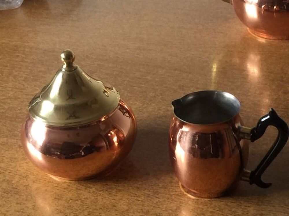 THEIERE CUIVRE NIKELE CHROME AVEC SUCRIER ET POT A LAIT Cuisine
