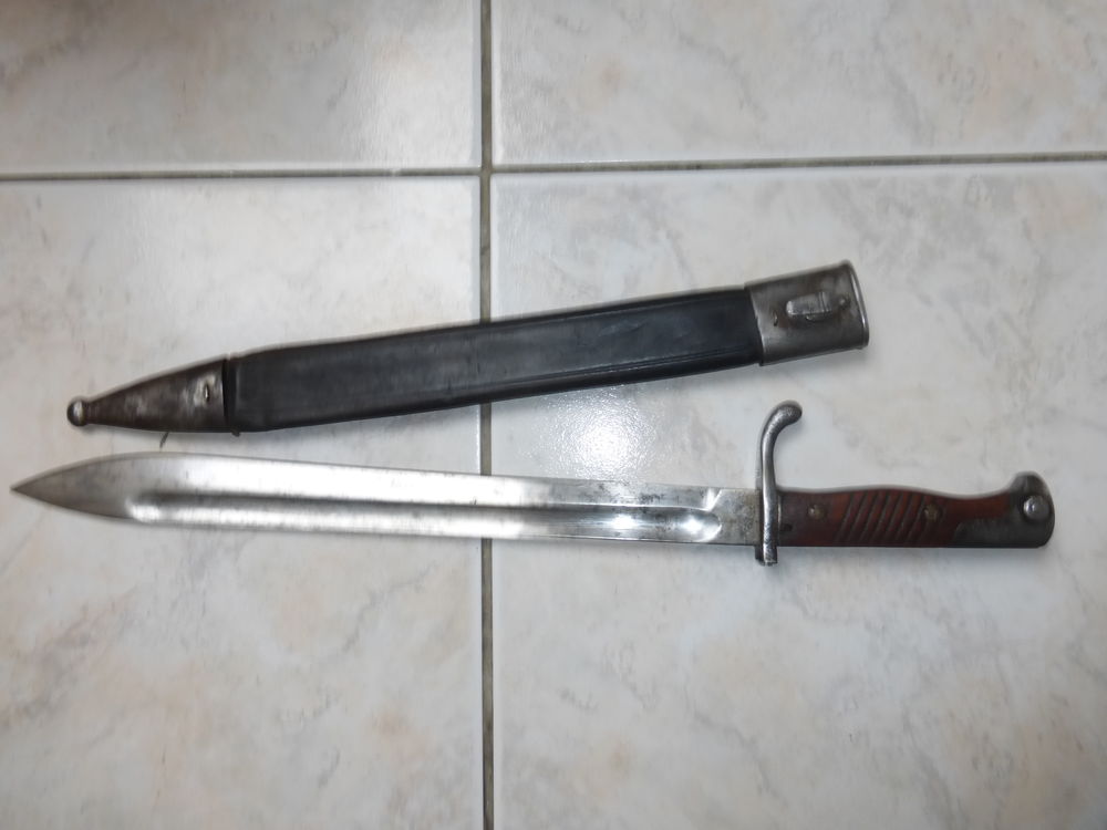 Baionnette Mauser S98/05 1er type fourreau en cuir ww1 