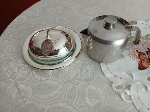  Service pomme argent� brillant pot inox ancien � th� N�1464 Beaune (21)