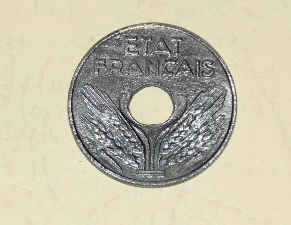 Pi&egrave;ce de 20 centimes Etat Fran&ccedil;ais 1941 - Atelier de Paris 