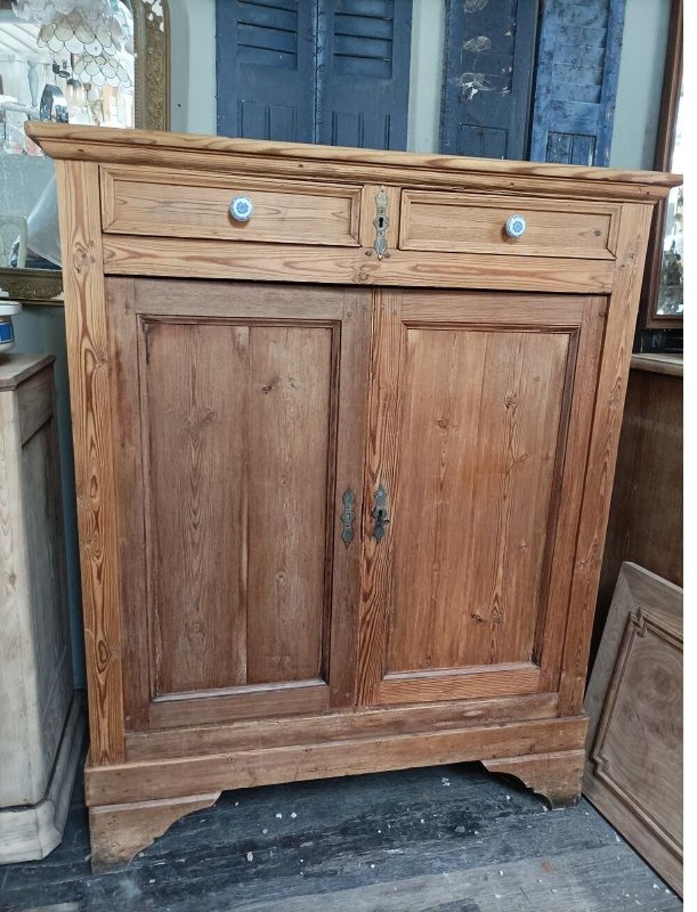 Meuble buffet bois massif portes tiroirs naturel patin&eacute; dpm Meubles
