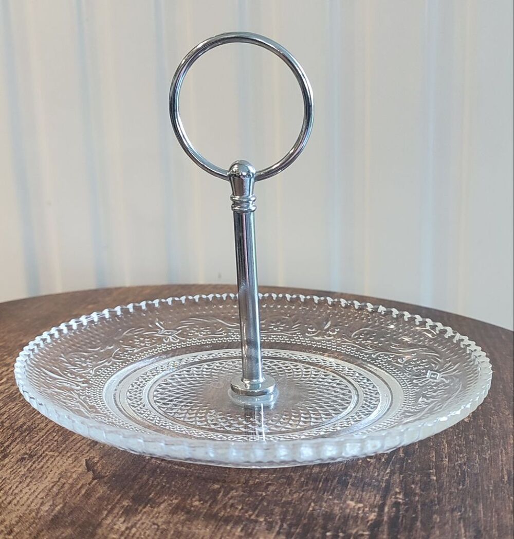 Petit serviteur en verre cisel&eacute; vintage 