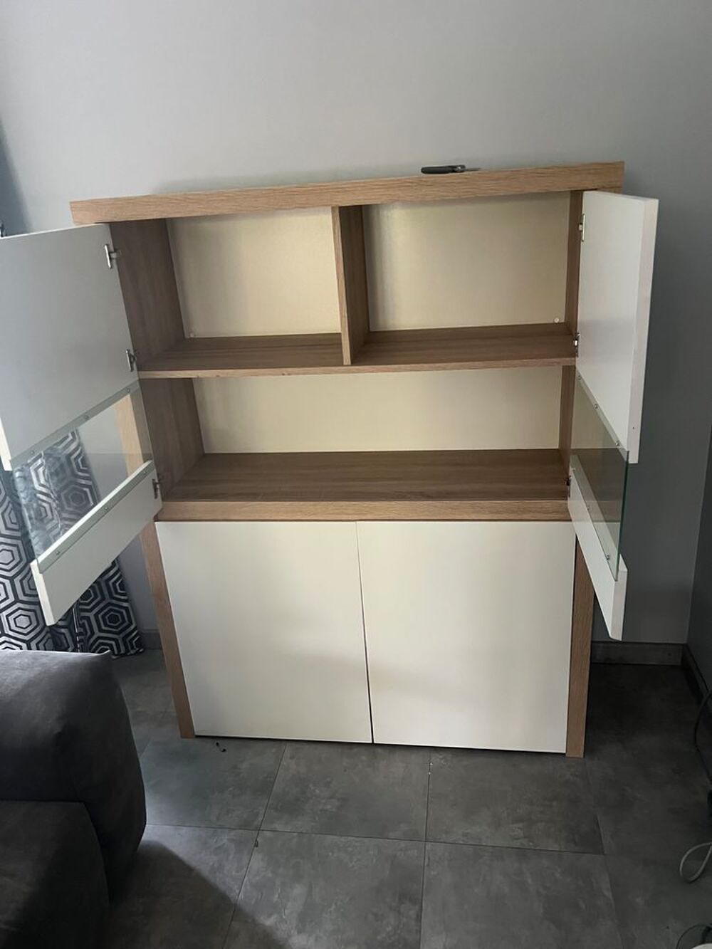 
Vitrine moderne blanc et h&ecirc;tre clair ? Meuble de ran Meubles