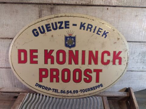 Plaque Publicitaire Bire Gueuze-Kriek De Koninck Proost 80 Loches (37)