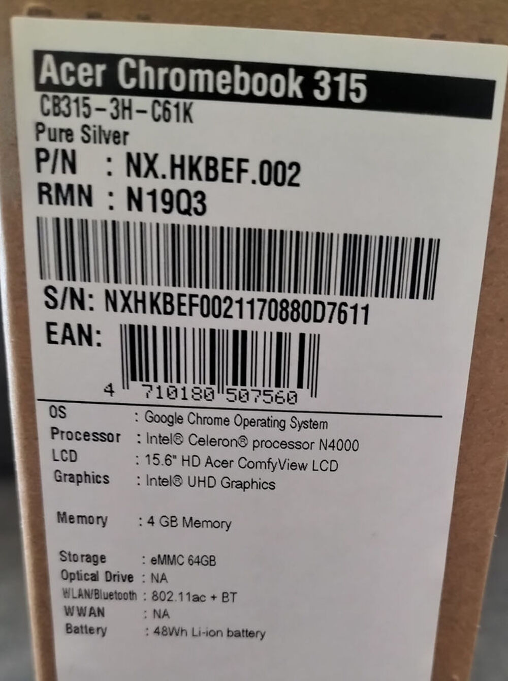 PC Acer Chromebook Matériel informatique