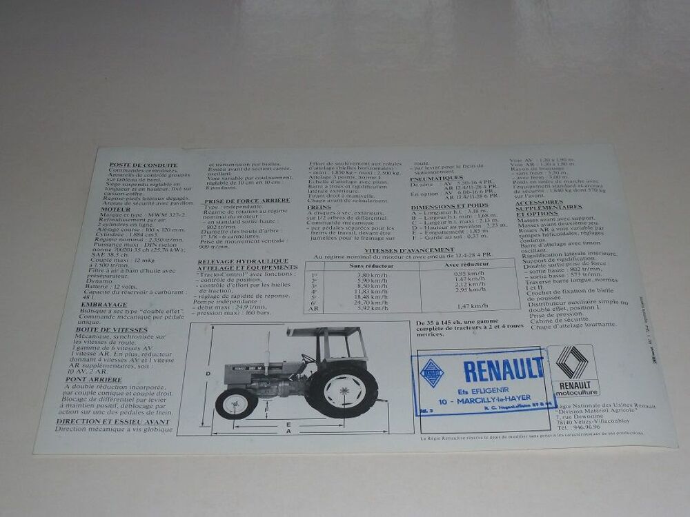 Prospectus tracteur RENAULT 351 M 