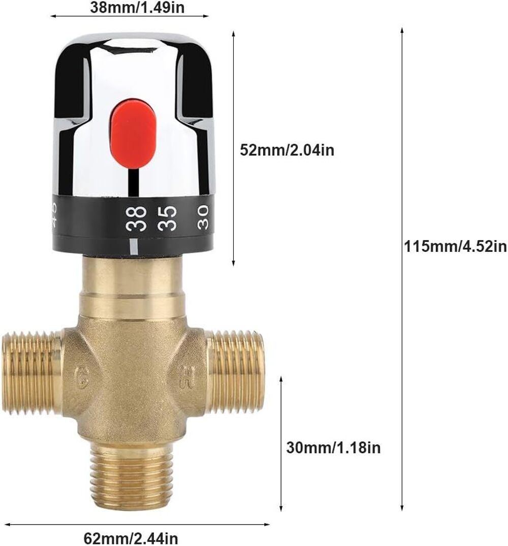 Mitigeur Thermostatique avec Raccords M&acirc;les 1/2 NPT Laiton Bricolage
