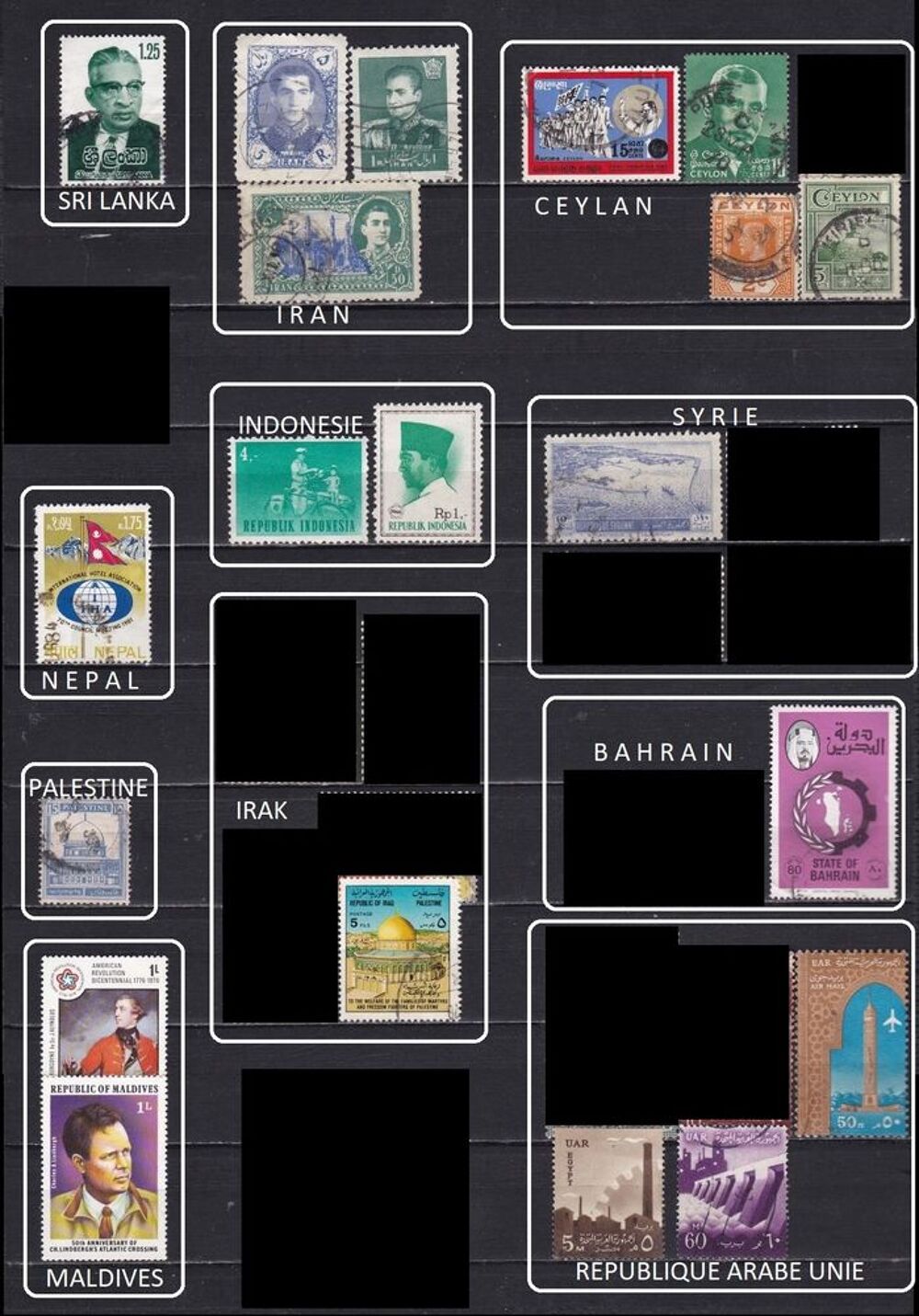 lot de 146 timbres de PAYS d'ASIE 
