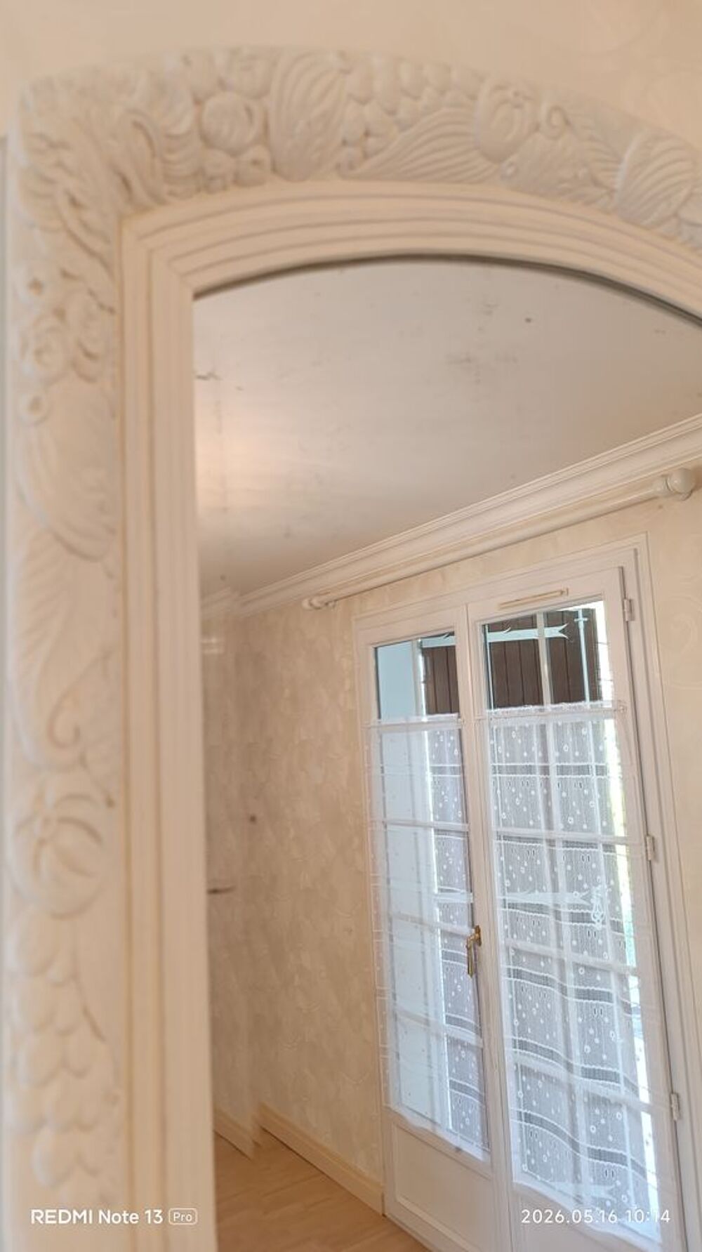 Grand miroir mural style Boh&egrave;me Blanc Décoration