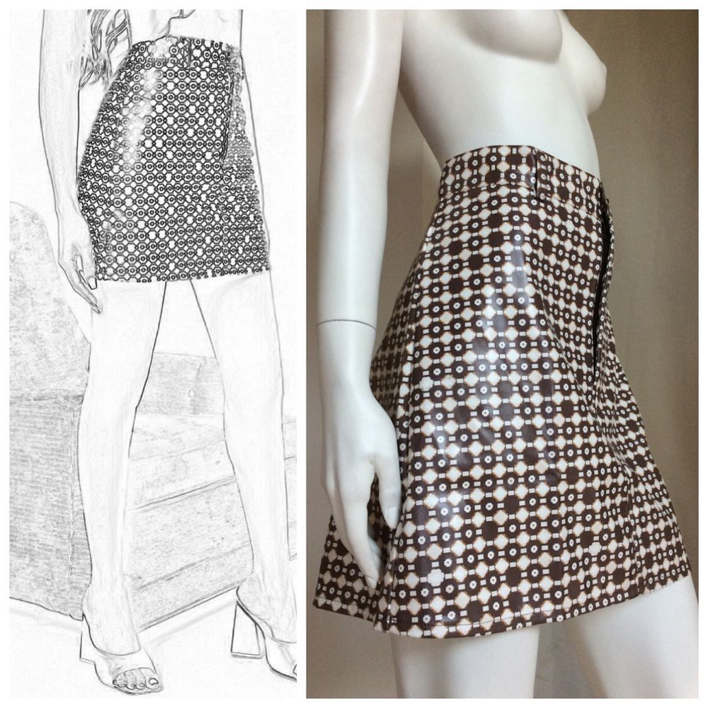 jupe en cuir &eacute;cologique a imprim&eacute; inspir&eacute; des ann&eacute;es 70 Vêtements