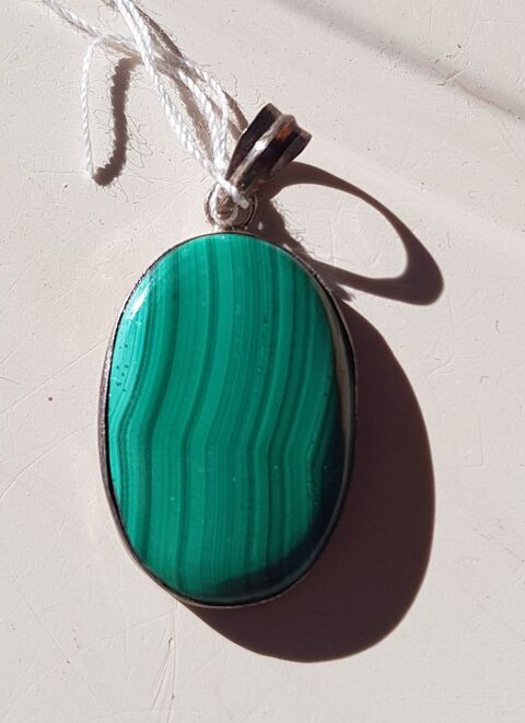 Malachite cercle en pendentif plaqu argent 17 Oraison (04)