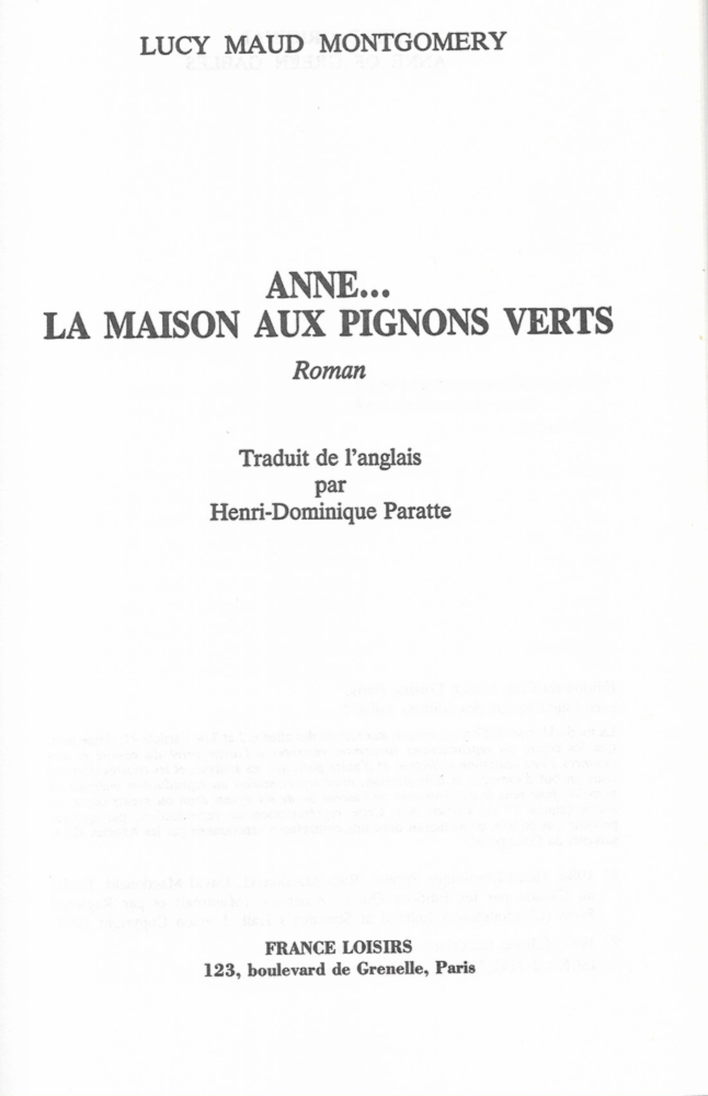 Livre, Anne ...La Maison aux Pignons Verts Livres et BD