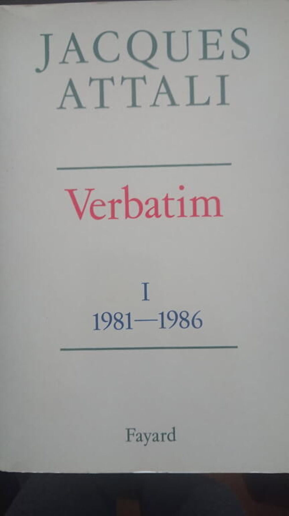 VERBATIM - Livres de Jacques ATTALI Livres et BD