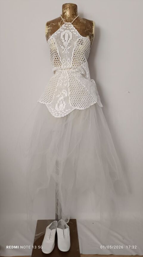 Haut en crochet fait main perle fa�on nacr� maille mariage Lyon 6 (69)