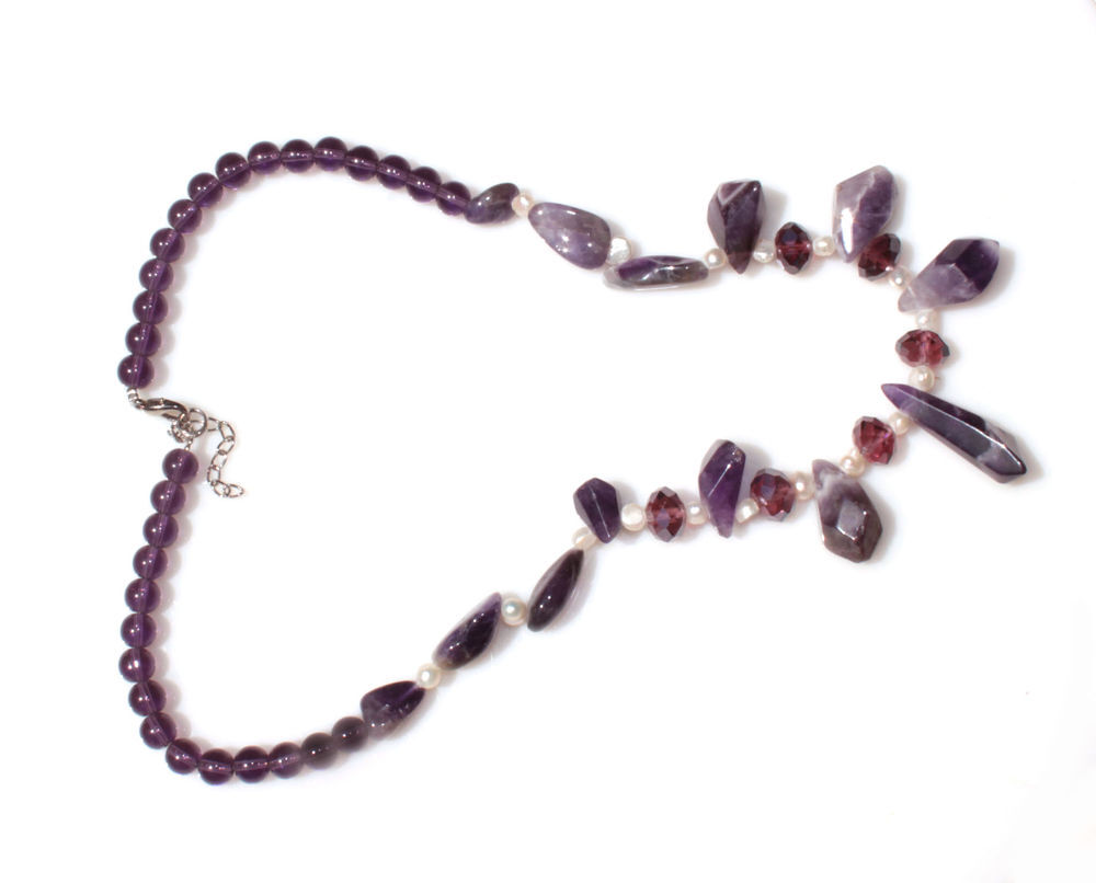 COLLIER ancien en AM&Eacute;THYSTE CABOCHON et PERLES de CULTURE Bijoux et montres