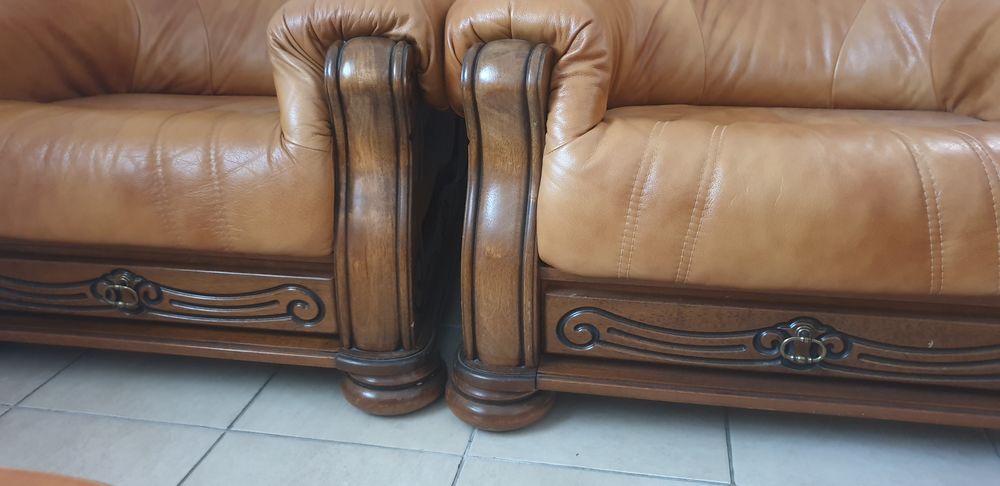 Fauteuils cuir naturel la paire Meubles