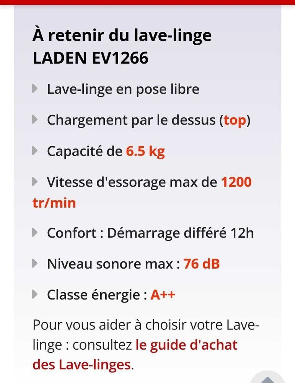 LADEN LAVE LINGE COMPACT Electroménager