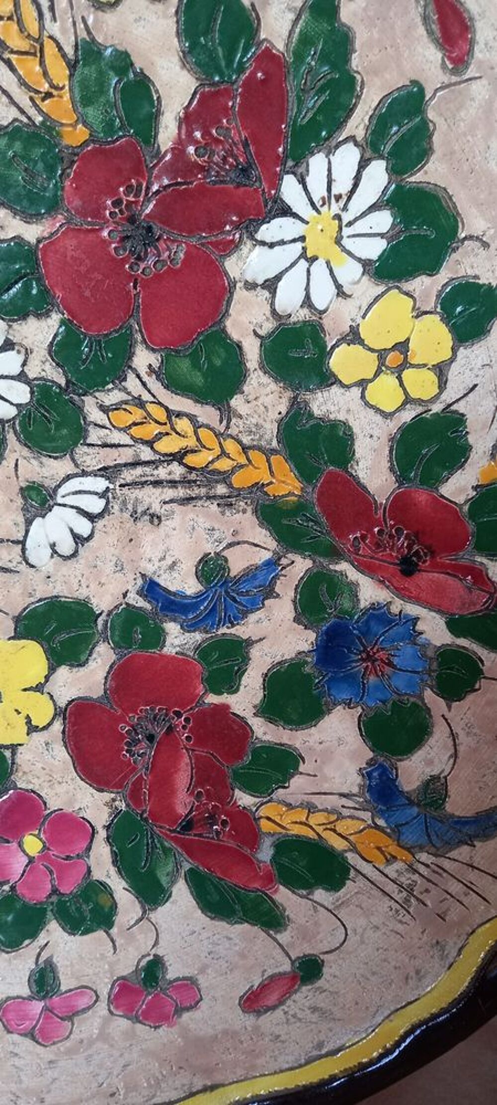 Plat c&eacute;ramique J&eacute;r&ocirc;me MASSIER Vallauris cloisonn&eacute; sign&eacute; 